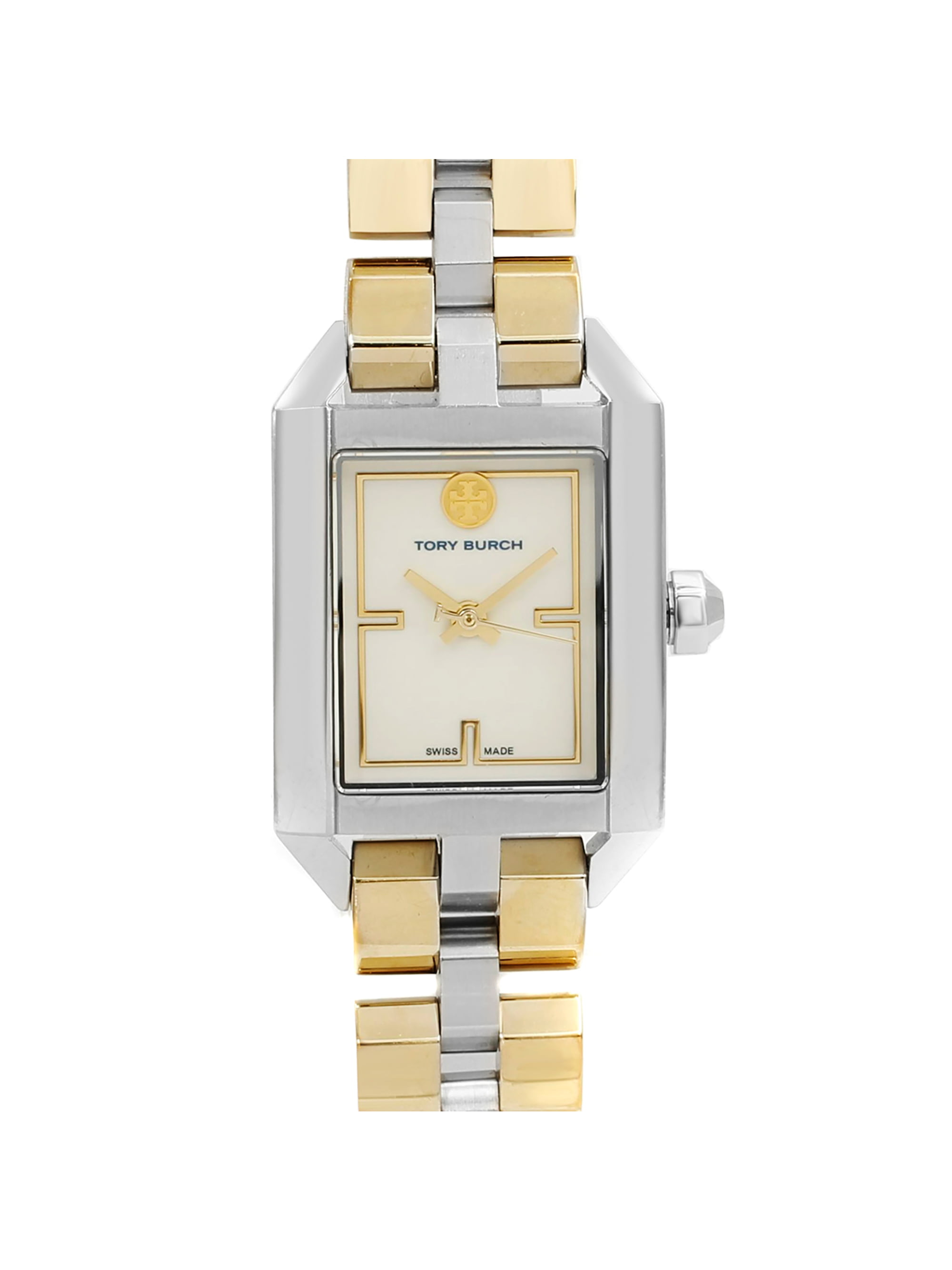 Tory Burch Dalloway Two Tone Steel Cream Dial Rectangle Face Quartz Watch  TB1102 Pre-Owned