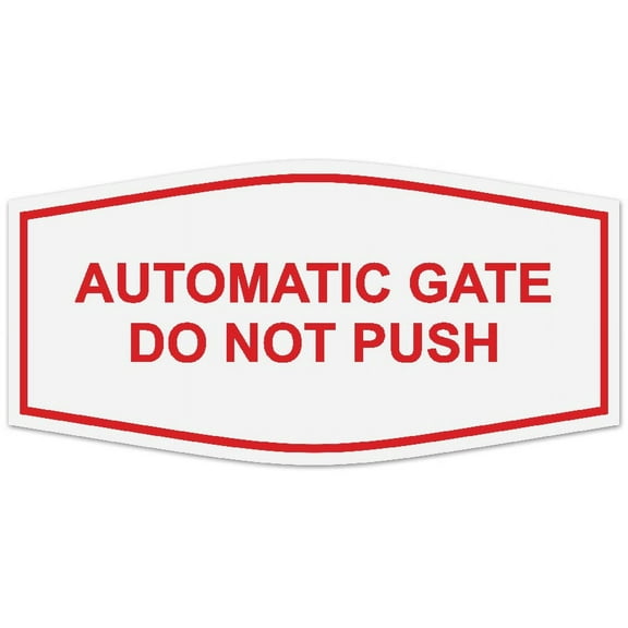 Signs ByLITA Fancy Automatic Gate Do Not Push Sign - Laser-Engraved Lettering | Durable ABS Plastic | Vibrant Colors | Powerful Foam Tape (White/Red) - Large