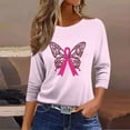 thumbnail image 6 of Nfurl Women Pink Ribbon Breast Cancer Graphic Tees Shirts Casual Crewneck 3/4 Sleeve Tshirts Cancers Awareness Shirts Pullover Tops Pink L, 6 of 6