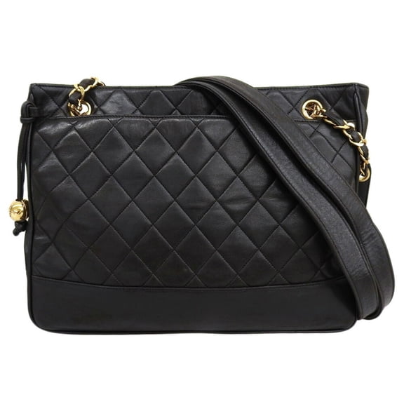 Pre-Owned CHANEL Matelasse Shoulder Bag with Seal, No. 3, Tote Bag, Black Lambskin... (Good)