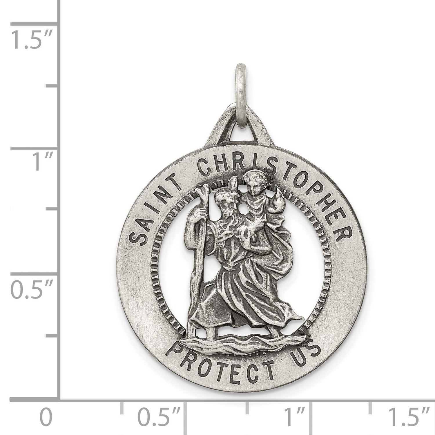 Blue Saint Christopher Protect Us Words On Round Quarter Size
