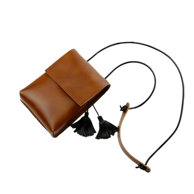Mini Shoulder Purse Simple Solid Color Tassel Phone Bag Crossbody Bag for Women