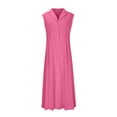 thumbnail image 5 of Vestido informal para mujer: largo con botones, cuello elegante, cómodo para el verano, lavable a máquina, 5 of 5