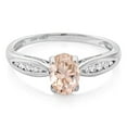 thumbnail image 2 of Gem Stone King 10K White Gold 0.72 Ct Oval Peach Morganite and Diamond Engagement Ring, 2 of 4