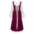 thumbnail image 4 of inhzoy Renaissance Dress for Girls Medieval Princess Costume Retro Lace-up Maxi Dress Halloween Dress up Burgundy 10, 4 of 10