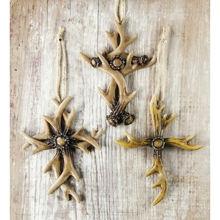 ANTLER CROSS ORNAMENT ASST S/12