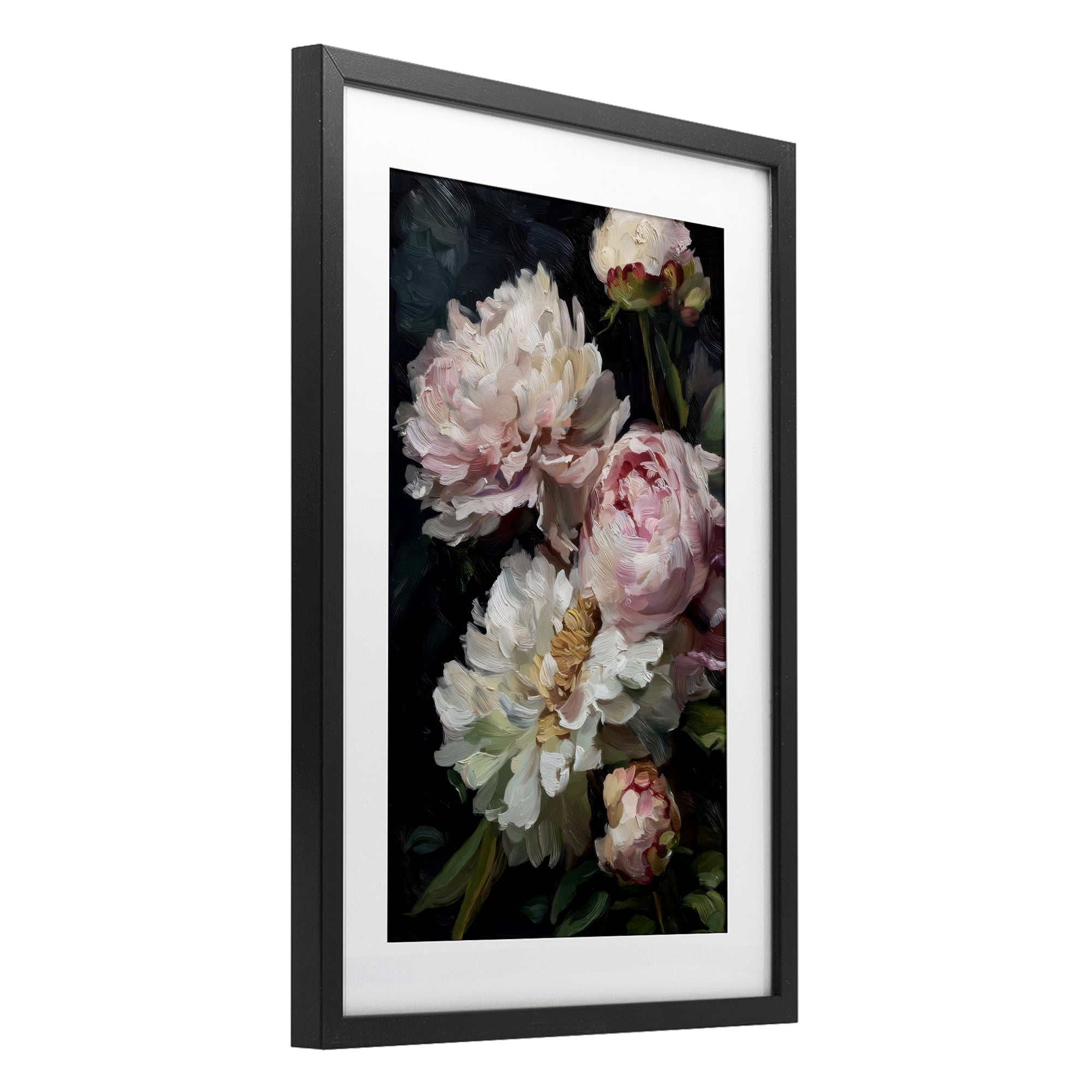 Stupell Industries Soft And Moody Peonies Black Framed Print Under Glass, design by Petal Prints Design