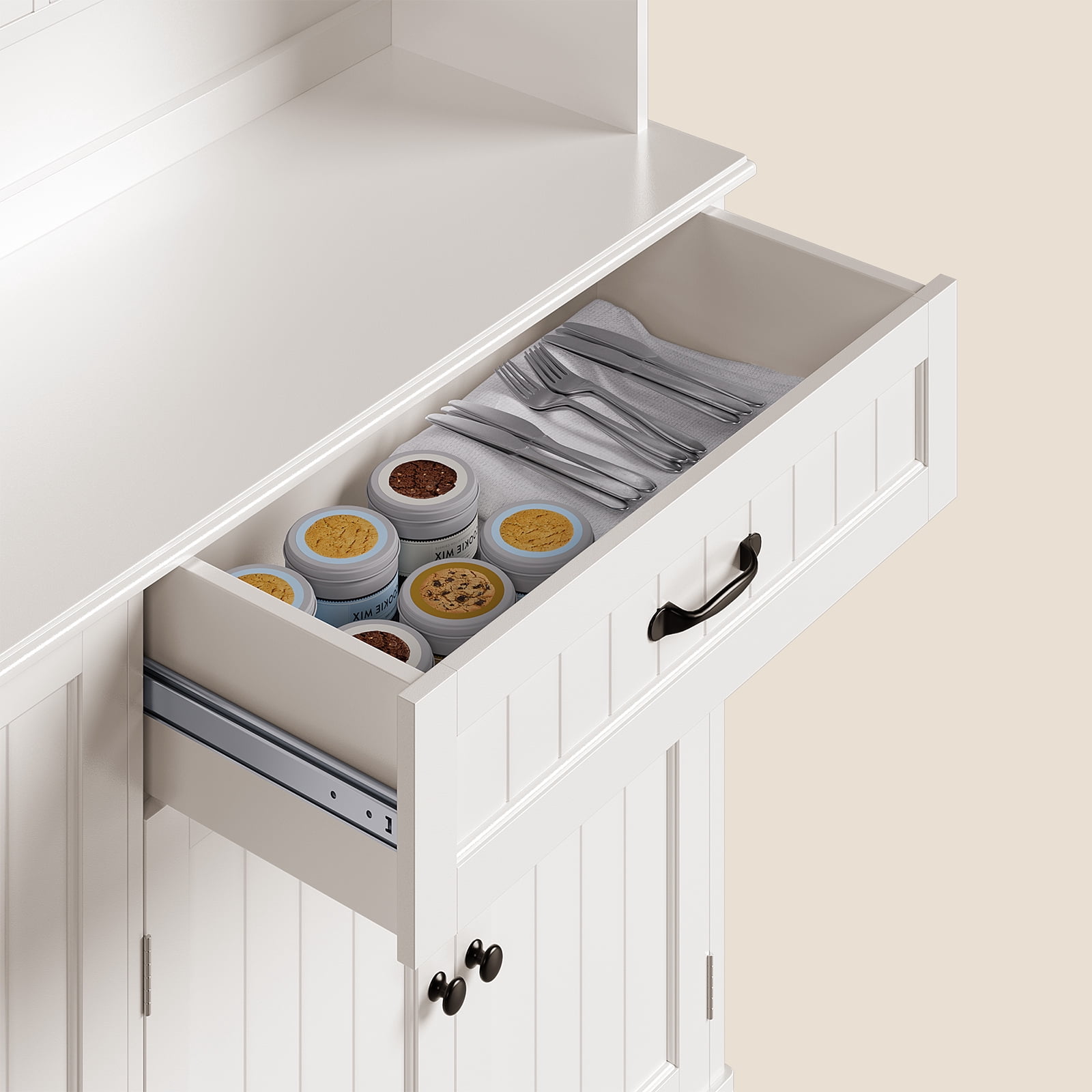 Lofka 67" Tall Pantry Cabinet for Kitchen Storage - 15 Shelves, 5 Doors, Microwave Shelf & Drawer, Freestanding Organizer Can Be Used as Coffee Bar Cabinet