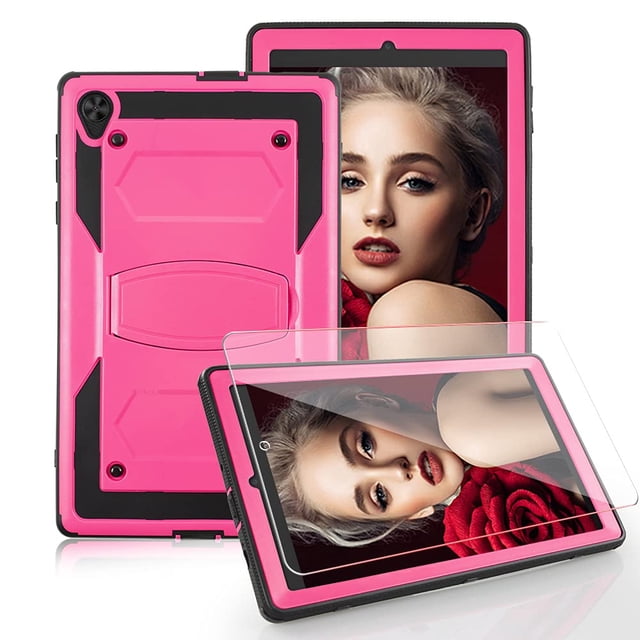 Mignova for Alcatel Joy Tab 2 Case,Shock-Resistant Drop-Proof and Shock-Resistant Rugged case(with Stand), for Alcatel Joy Tab 2/TCL Tab 8 Inch+Tempered Glass Screen Protector (Pink, 1 Pack)