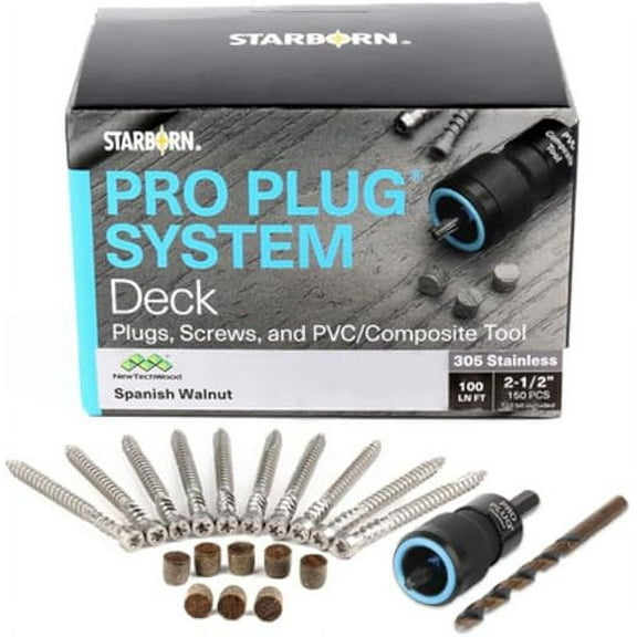 NewTechWood #10 x 2-1/2 in. Stainless Steel Star Drive Flat Undercut Composite Pro Plug System in Spanish Walnut (150-Pack)