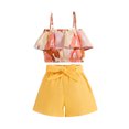 thumbnail image 2 of LYMAYTER Toddler Baby Girls Floral Halter Ruffled Outfits Set 2-7T Baby Yellow Strap Crop Tops+ Shorts Pants Summer Clothes Set, 2 of 11