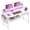 White, variant on melmine 31.5" x 19.5" x 37.8" Black Computer Desk with LED Lights, 2 Fabric Drawers, Adjustable Monitor Stand, Gaming Desk for Small Spaces