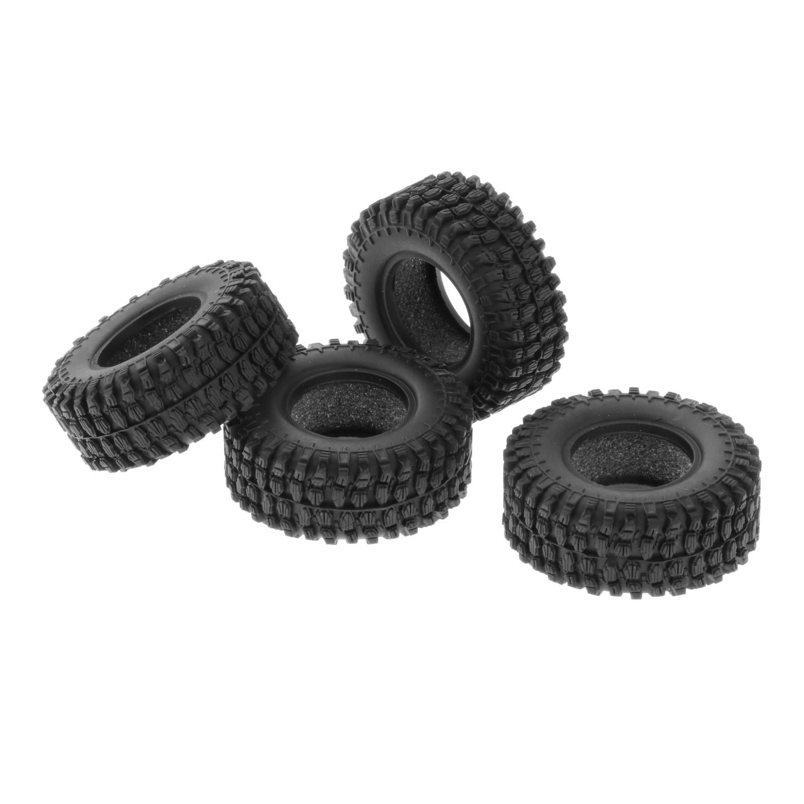 Keenso Neumáticos RC De 1 Pulgada – 4 Ruedas De Goma Con Cubo De Latón Para FMS FCX24 1/18 1/24 Crawler, Color Oro Negro, Agarre Fuerte