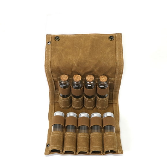 9 PCS Spice Jars with Storage Bag Portable Spice Box Plastic Spice Jars Camping Spice Jar Portable Spice Bag for BBQ Picnic Camping