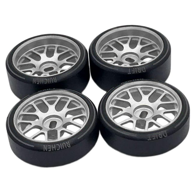 4pcs 1/28 Pneusensemble de Pneus de Roue en Caoutchouc Modifié Pièces de Rechange Modifiées pour