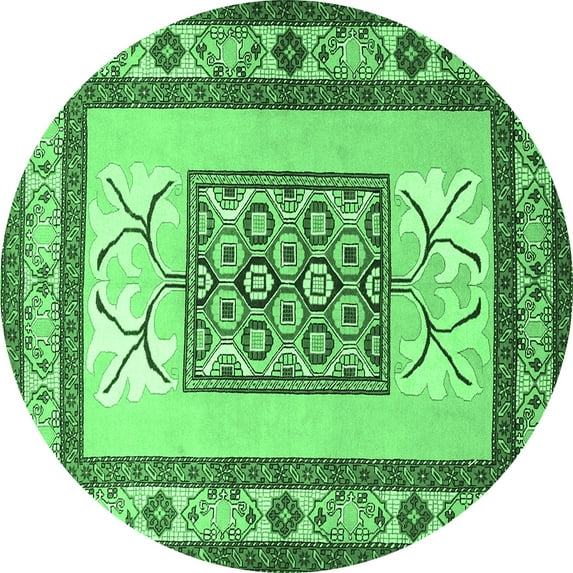Ahgly Company Indoor Round Persian Emerald Green Traditional Area Rugs, 8' Round