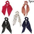 thumbnail image 2 of Ensemble de 5 Pcs Foulard et Chouchou pour Cheveux 2 en 1 à Pois Chouchou pour Cheveux Foulard pour Cheveux Cravate, 2 of 10