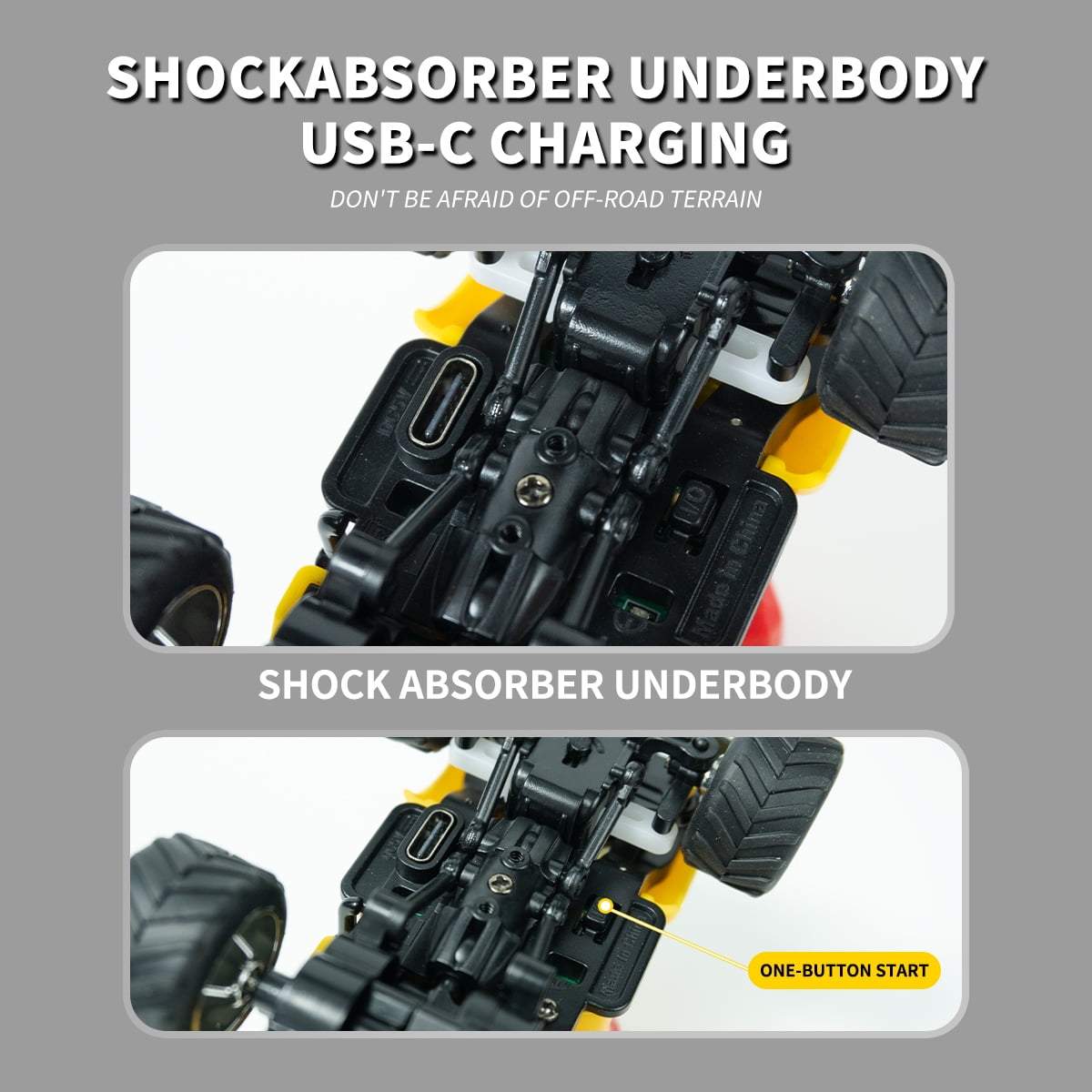 2.4G bigfoot with trailer remote control maintenance car, reinforced alloy body to prevent falls