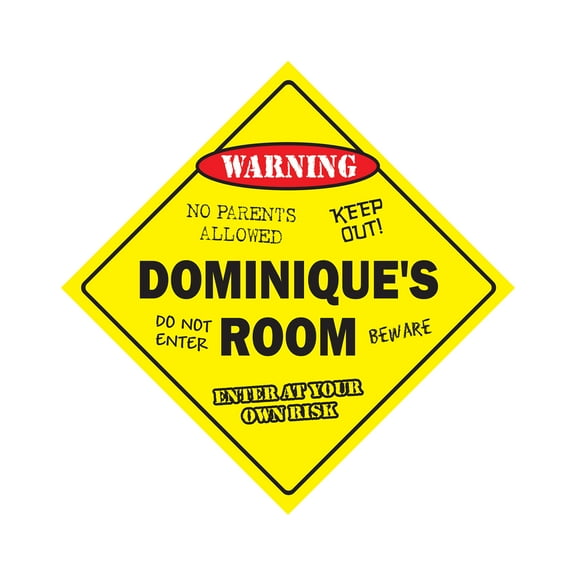 Dominique's Room Sign Crossing Zone Xing | Indoor/Outdoor | 14" Tall kids bedroom decor door children's name boy girl