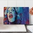 thumbnail image 2 of Jazz Music Cutting Board, Illustration of Singer on Grunge Background Performing Singing Woman Image, Decorative Tempered Glass Cutting and Serving Board, Small Size, Blue Purple Red, by Ambesonne, 2 of 5