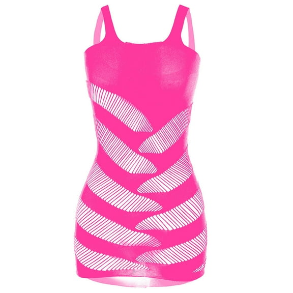 AnuirheiH Sexy Women Lingerie Fishnet Seamless Mesh Netting Chemise Hollow Out Perspective Babydoll Dress Sleepwear Nightwear Nightdress