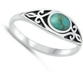 thumbnail image 4 of CHOOSE YOUR COLOR Oval Simulated Turquoise Ring .925 Sterling Silver Band Blue CZ Female Size 6, 4 of 4