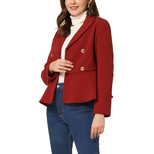Blazer Court Femme Vintage Revers Et Volants - Élégance Bureau Et Occasions