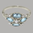 thumbnail image 5 of LBG British Made 925 Sterling Silver Ring with Synthetic Cubic Zirconia & Natural Blue Topaz Womens Statement Ring - 33 size options - Size 7.25, 5 of 6