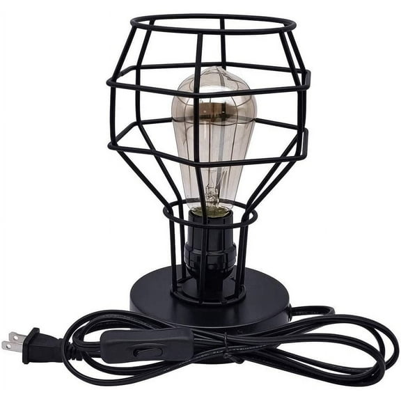 Industrial Vintage Table Lamp, Vintage Cage Lampshade, Bedside Table Lamp