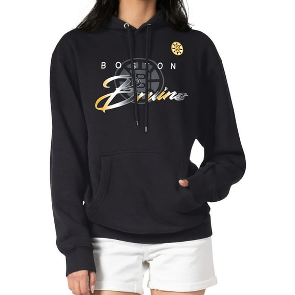 Men's G-III 4Her by Carl Banks Black Boston Bruins Shadow Logo Fleece Pullover Hoodie