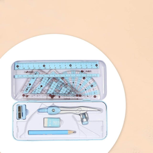 Xingzhi Math Geometry Kit 8Pcs Student Supplies Protractor for Drawings blue