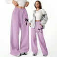 thumbnail image 2 of ibiyuan Girls Wide Leg Sweatpants Size 12-14 Girls Cargo Pants School Straight Leg Girls Joggers 10-12 Girls Girls Wide Leg Elastic Waist Trousers Baggy Drawstring Fitness Clothing, 2 of 5