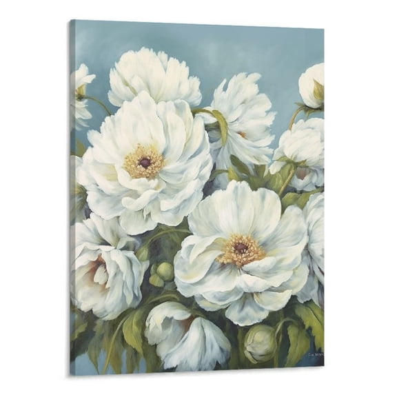 PRATYUS Peony Art Modern Canvas Wall Art Picture 16x20in for Living Room Bedroom 16x20in