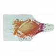 thumbnail image 1 of Sports Cutting Board, Rugby Ball in Digital Watercolors Splash Recreational Leisure Sports Run Design, Decorative Tempered Glass Cutting and Serving Board, Wine Bottle Shape, Orange Red, by Ambesonne, 1 of 1