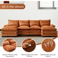 thumbnail image 3 of BISHE U-Shaped Sectional Cloud Sofa, 110" Chenille Modular Couch with Double Chaise, 4-Seater Comfy Sleeper Sofa for Living Room, Modern Oversized Upholstered Furniture, Orange, 3 of 6