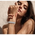 thumbnail image 2 of Unir Stretch Full Rhinestone Bracelet Elastic Tennis Bracelet Stackable Silver Bangle for Women Wedding Party Jewelry Gift 1pc One Size White, 2 of 7
