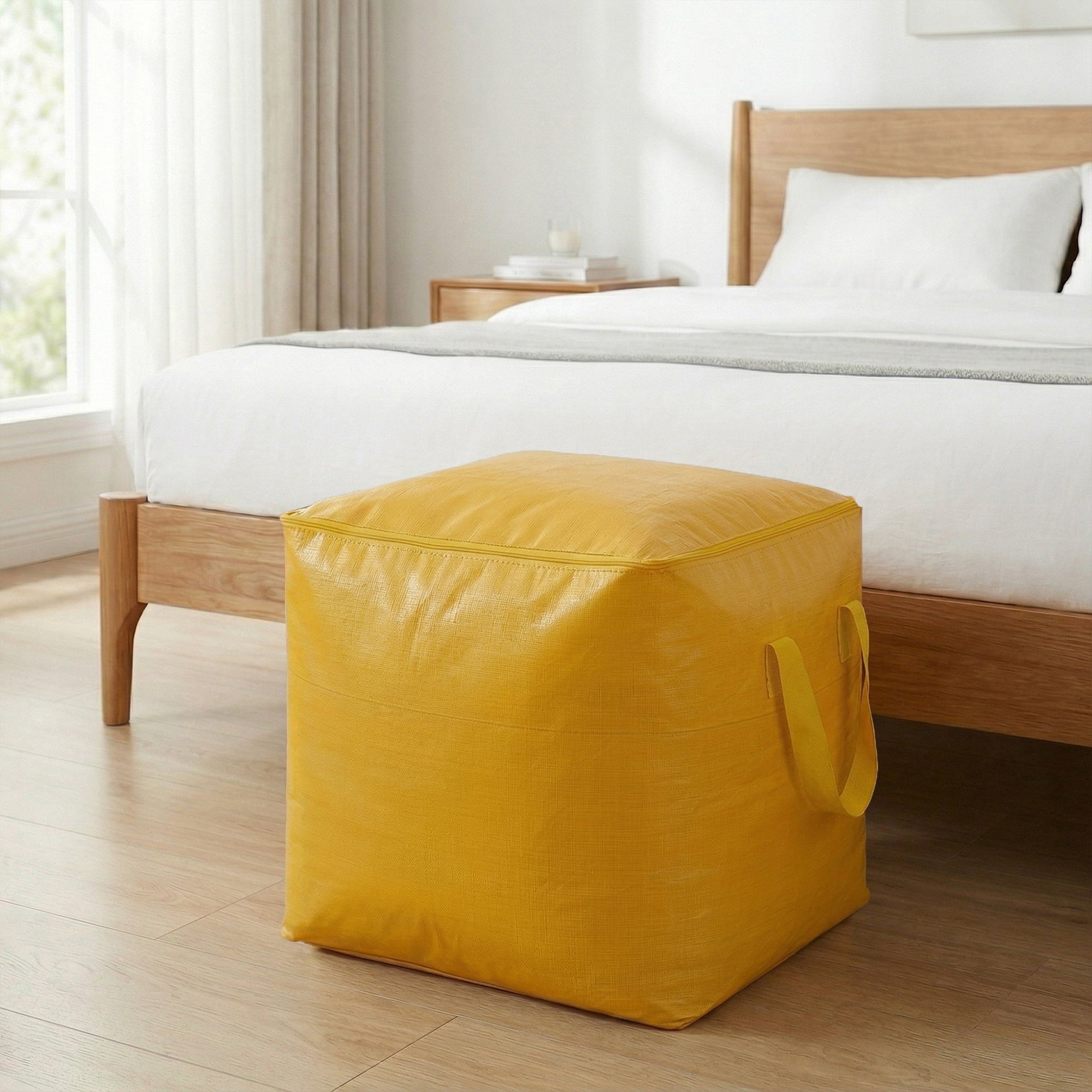Unique Bargains Clothes Storage Bag with Handles Yellow 23.6"x19.7"x23.6"