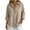Khaki, variant on Women's Plain Cotton Collared Shirts Summer Loose Casual 3/4 Sleeve Snap Button Clothes Light Blue