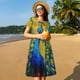 thumbnail image 4 of Balery Peacocks Vestidos sueltos de manga corta para mujer, vestidos de verano 2025, vestidos casuales de corte A con vuelo., 4 of 6