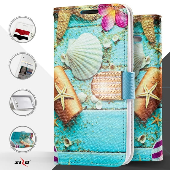 Zizo Design Wallet Case Pouch For Samsung Galaxy S7 w/ TPU Inside Case Cover IDs Money Organizer Credit Card Holder