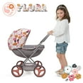 thumbnail image 5 of 509 Crew: Melange Flora - Deluxe Doll Pram - Matching Shoulder Bag, Toy Accessory For Dolls Up To 18", Foldable Design, Removable Bassinet, Kid Age 3+, 5 of 6