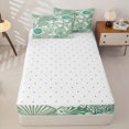 thumbnail image 4 of Erosebridal Beach Sea Life Pattern Zipper Queen Comforter Set with Fitted Sheet and 2 Pillowcases,Boho Coral Conch Print Zipper Bedding Set,Mint Green White,Reversible, 4 of 6
