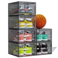 thumbnail image 1 of Organizador de almacenamiento de zapatos, paquete de 6 unidades, plástico transparente grueso y resistente, 1 of 7