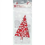Frosted Holiday Christmas Cello Bags, 20-Count