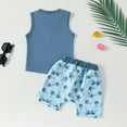 thumbnail image 4 of Baby Boy Outfits Toddler Short Sleeve Cartoon Dinosaur Prints T Shirt Tops Shorts Kids Outfits Preemie Boy Clothes Sky Blue 18 Months-24 Months, 4 of 7