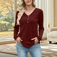 thumbnail image 4 of Womens Knitted Ribbed Fall Clothes, Long Sleeve Pullover for Women Fashion Loose Fit Solid Color Button Up V Neck Sweaters, 4 of 6