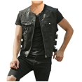thumbnail image 2 of Men's Casual Fashion Solid Color Zipper Vest with Multiple Pockets, Motorcycle Rider Vest, Lightweight Layering Piece for Fall Winter Outdoor Riding and Daily Streetwear,Black,L, 2 of 7