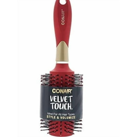 Scunci Velvet Touch Adult Small Professional Synthetic Bristle Round Hair Brush, Detangling, Multicolor