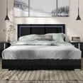 thumbnail image 5 of Furniture of America Ventrack LED Light Wood Eastern King Bed in Piano Black, 5 of 10