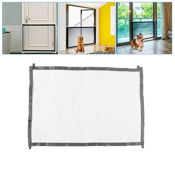 Dog Gate Baby Gate For Stairs, Portable  Fence Easily Install Expandable Dog Mesh Gate, Folding Safe Enclosure Baby Gate With 5 Hooks For Doorways Stairways